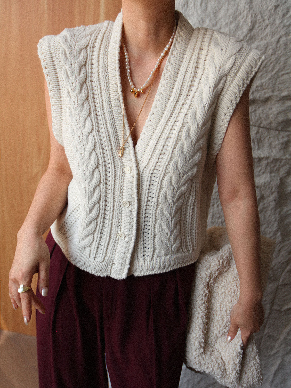 Chunky Knit V-Neck Button Cardigan