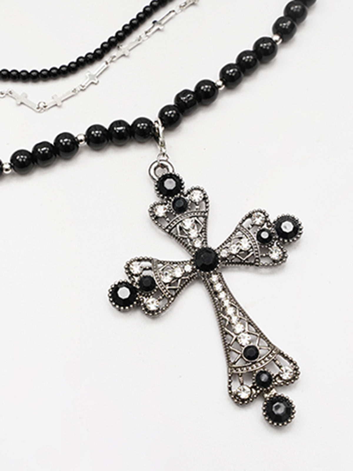 Halloween Stacking Rhinestone Cross Charm Necklace