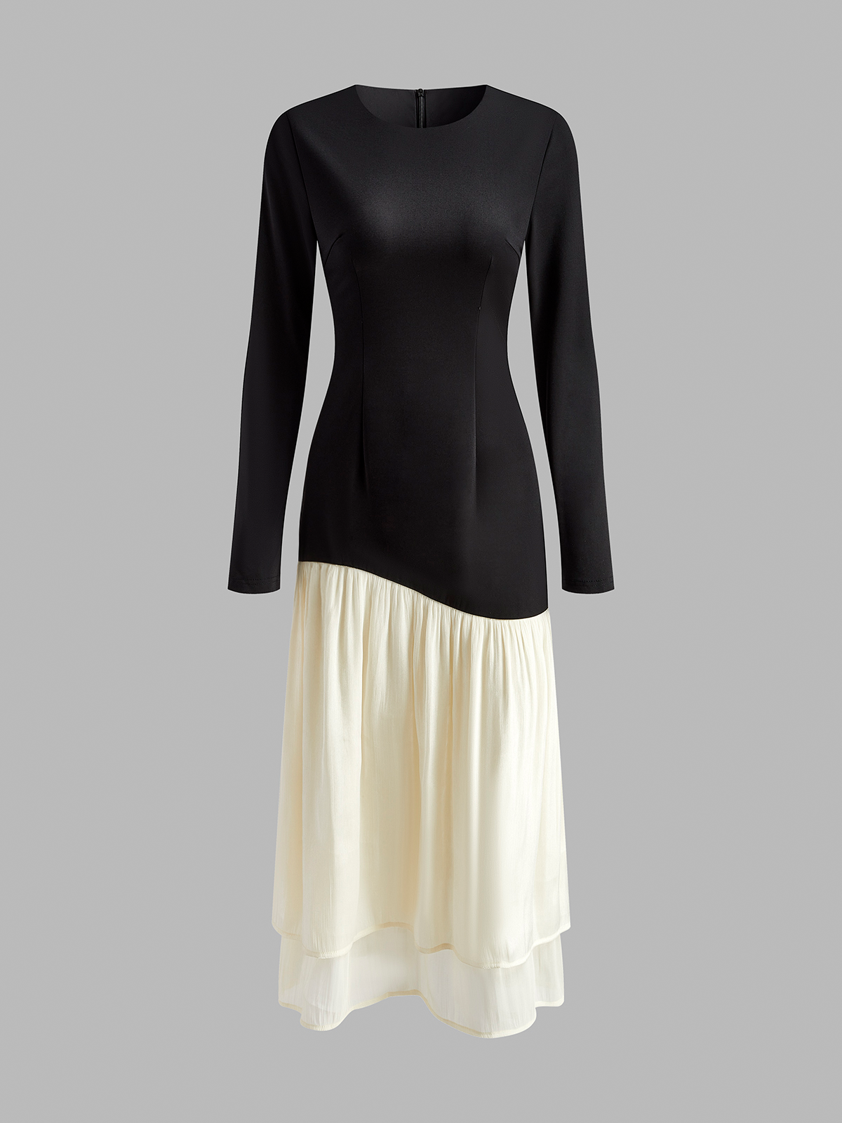 Two Tone Panel Pleated Dress