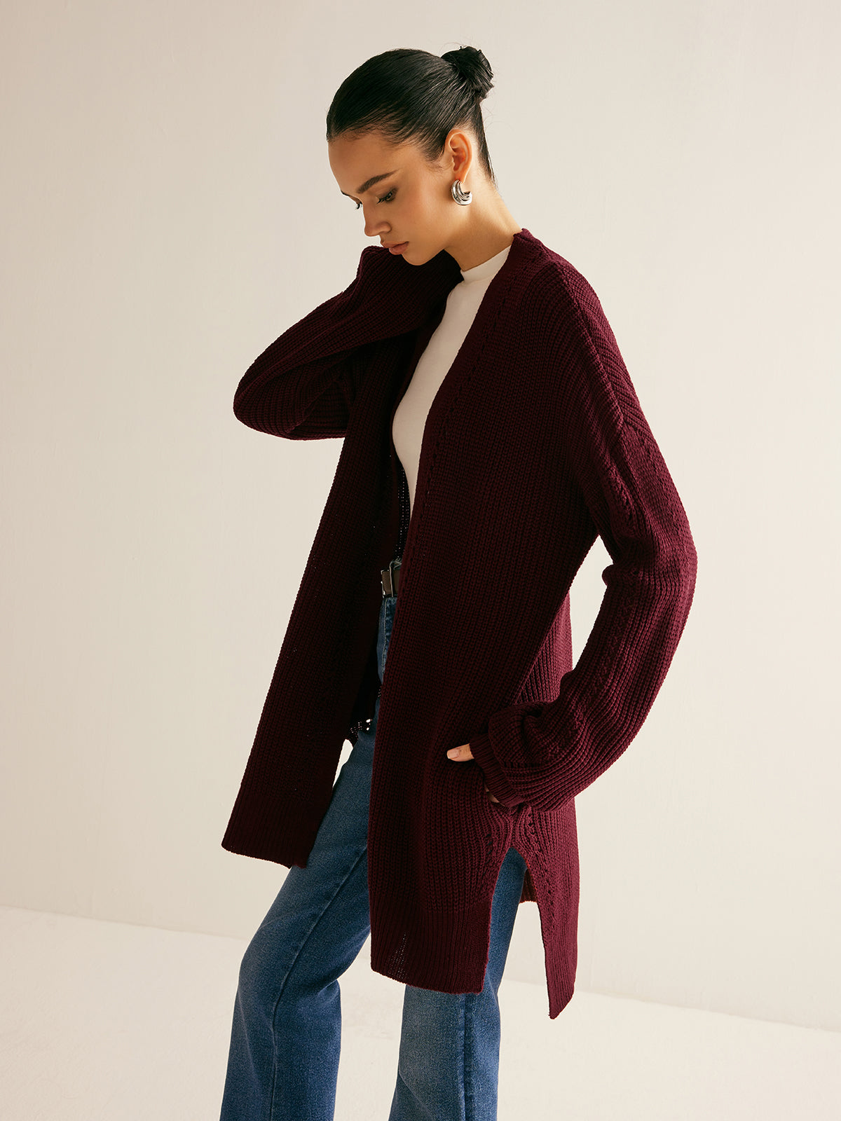 Ribbed Split Shrug Cardigan