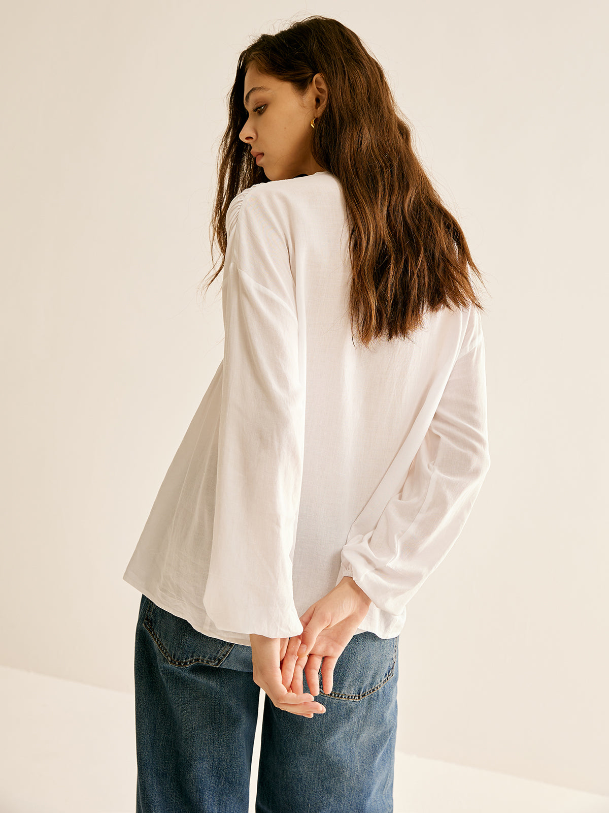 Tie-Front Pleated Blouse