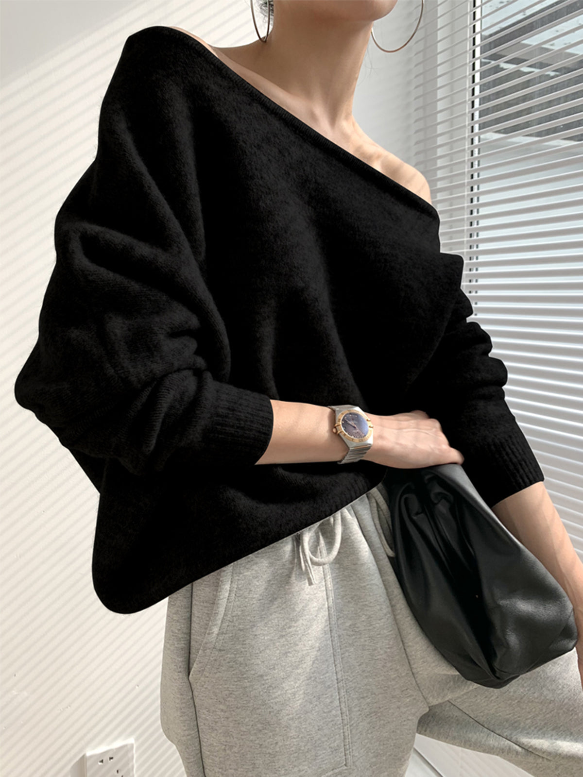 One Shoulder Asymmetric Sweater