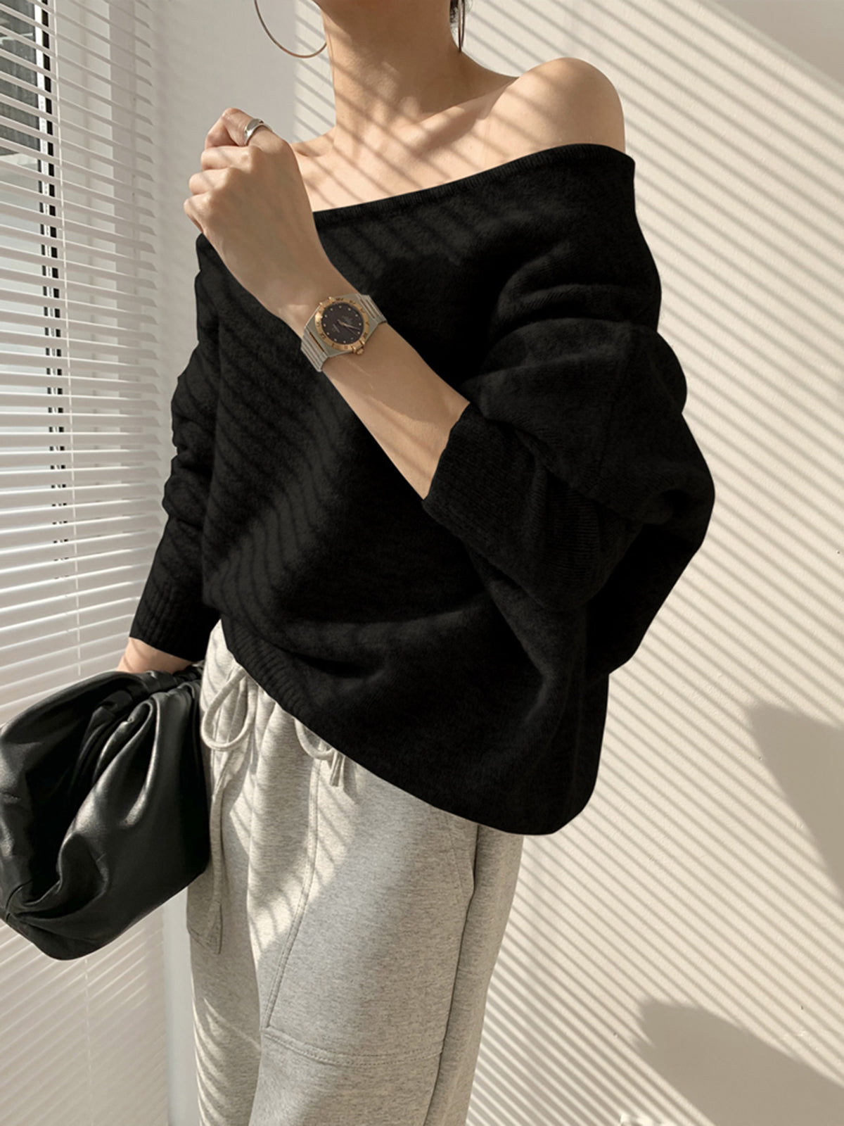 One Shoulder Asymmetric Sweater