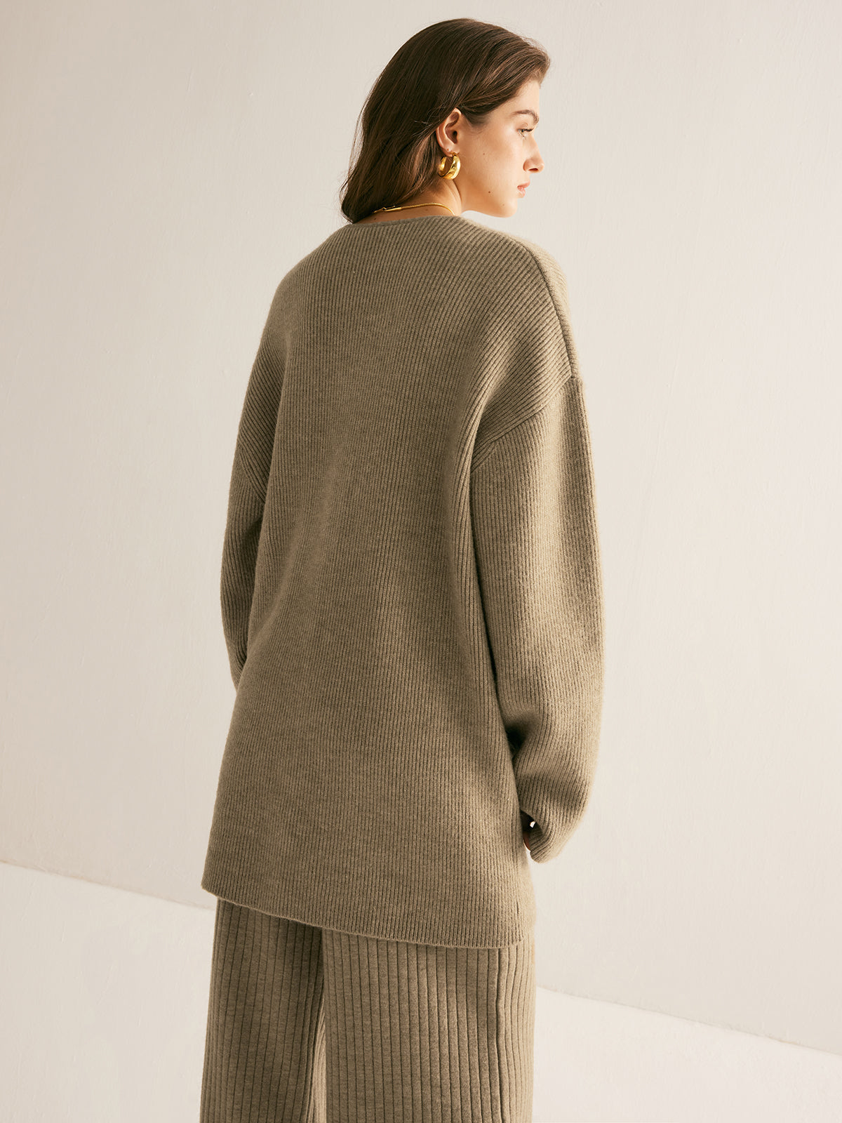 Ribbed Loose Knit Outerwear