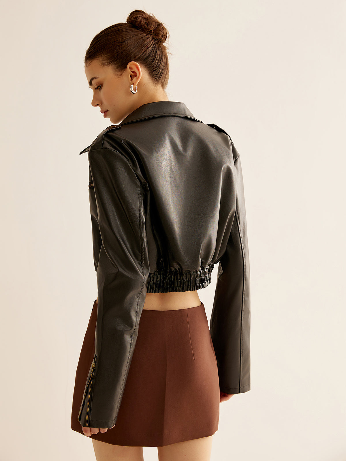 Versatile Crop Faux Leather Jacket