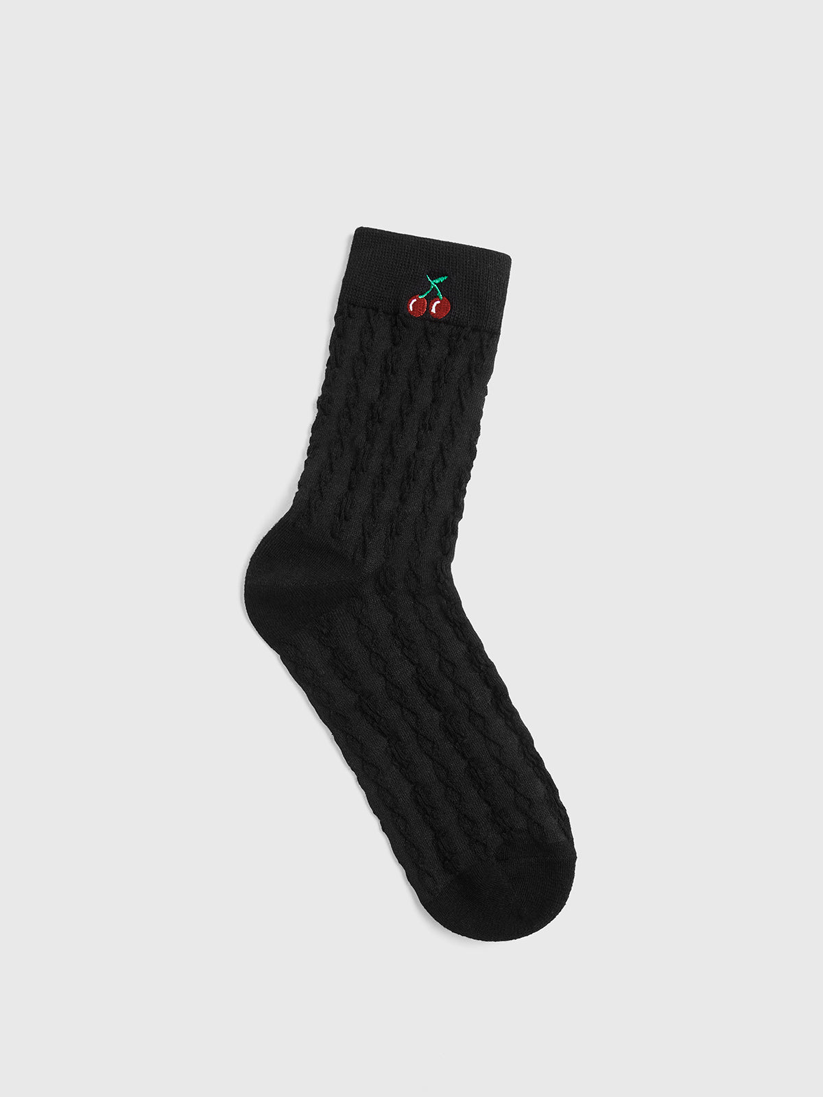 Cherry Embroidered Twist Warm Pile Socks