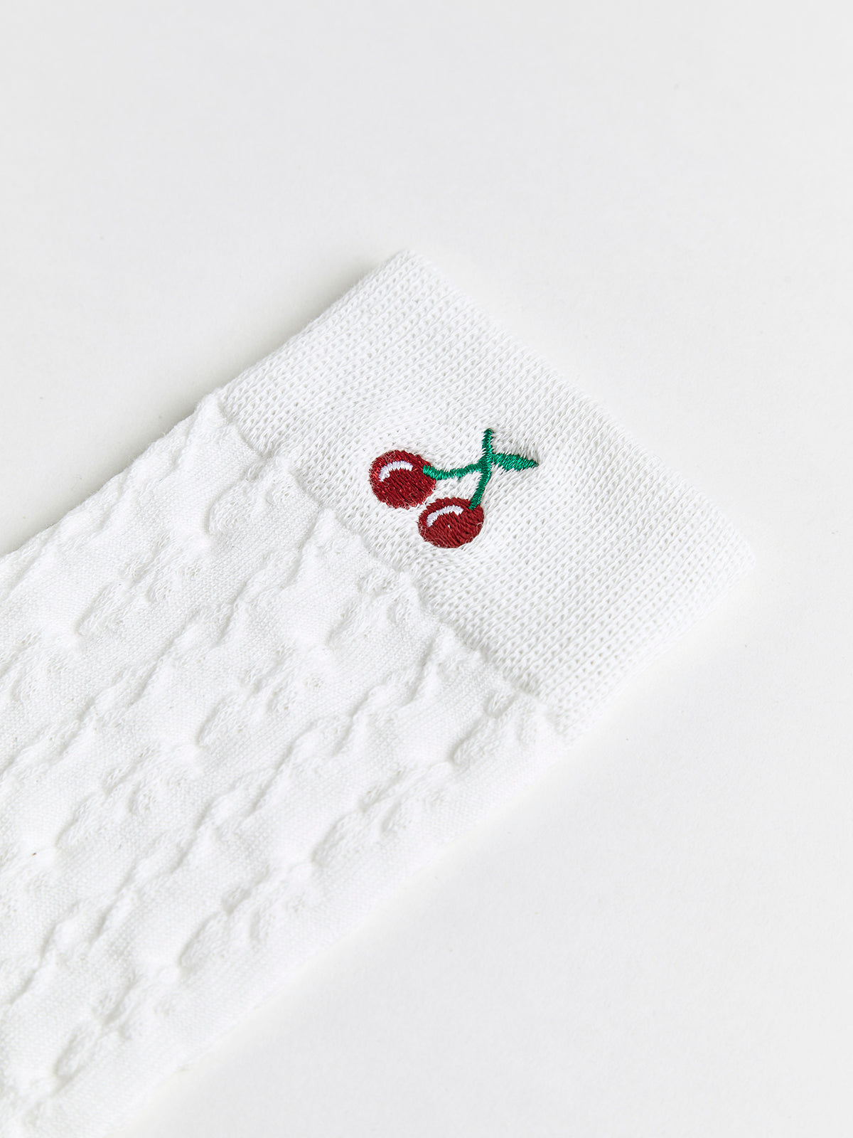 Cherry Embroidered Twist Warm Pile Socks