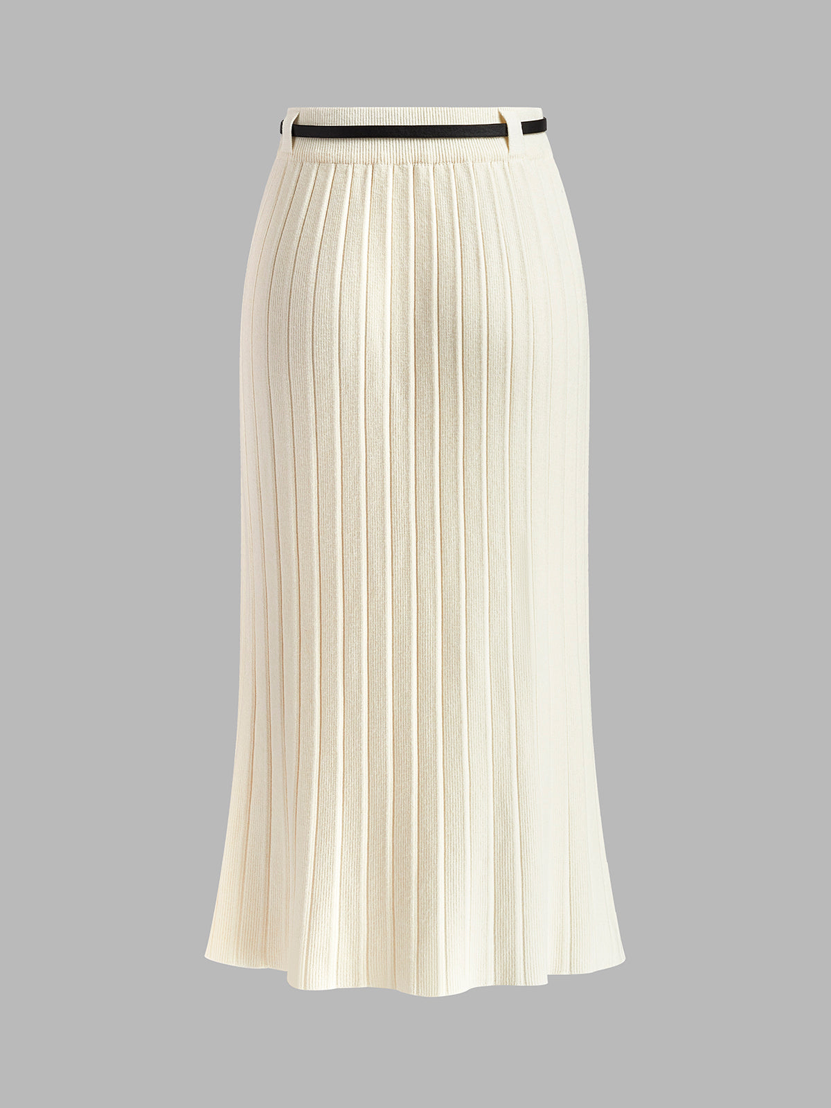 Pleated Sweater Skirt With Belt