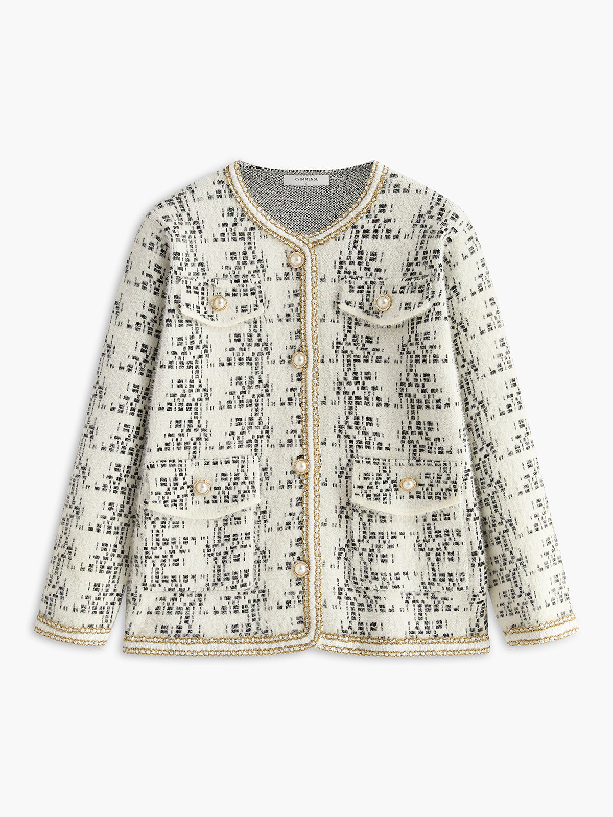 Elegant Pearl Button Knit Outerwear