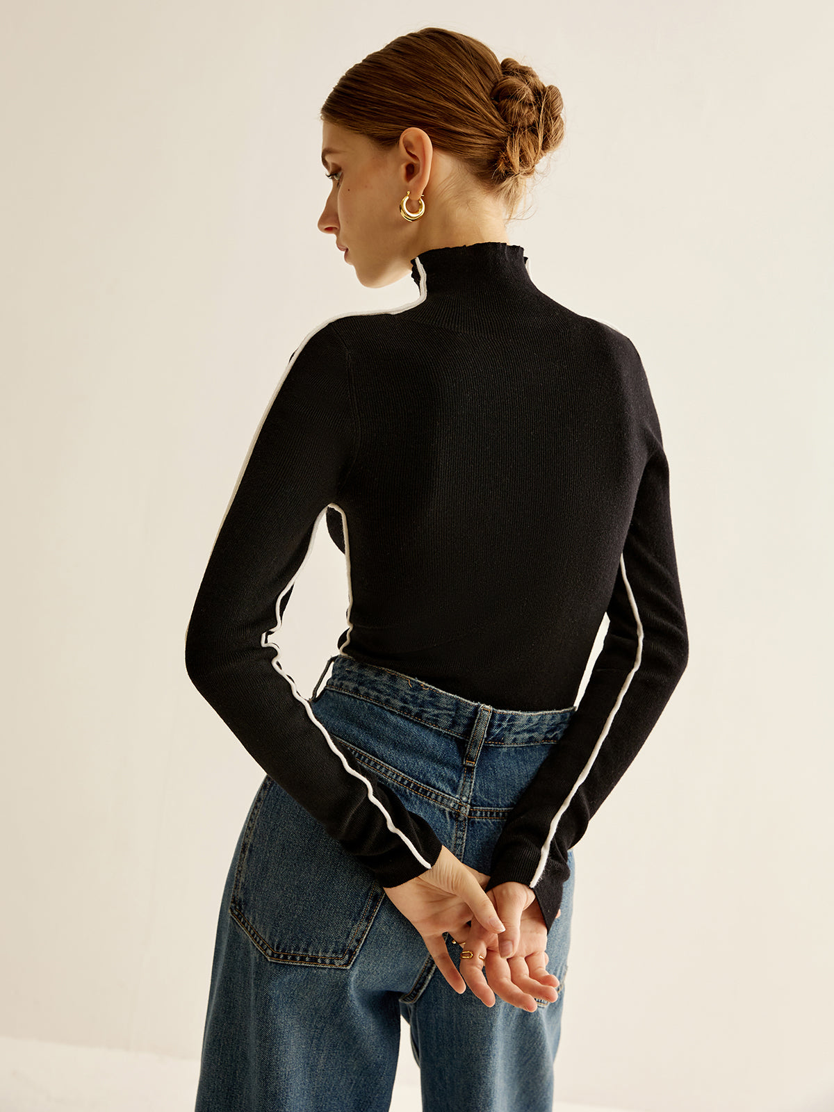 Wool-Blend Mock-Neck Knit Top