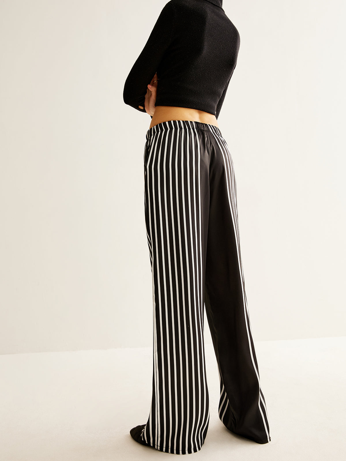 Color Block Pinstripe Lapel Pants Set