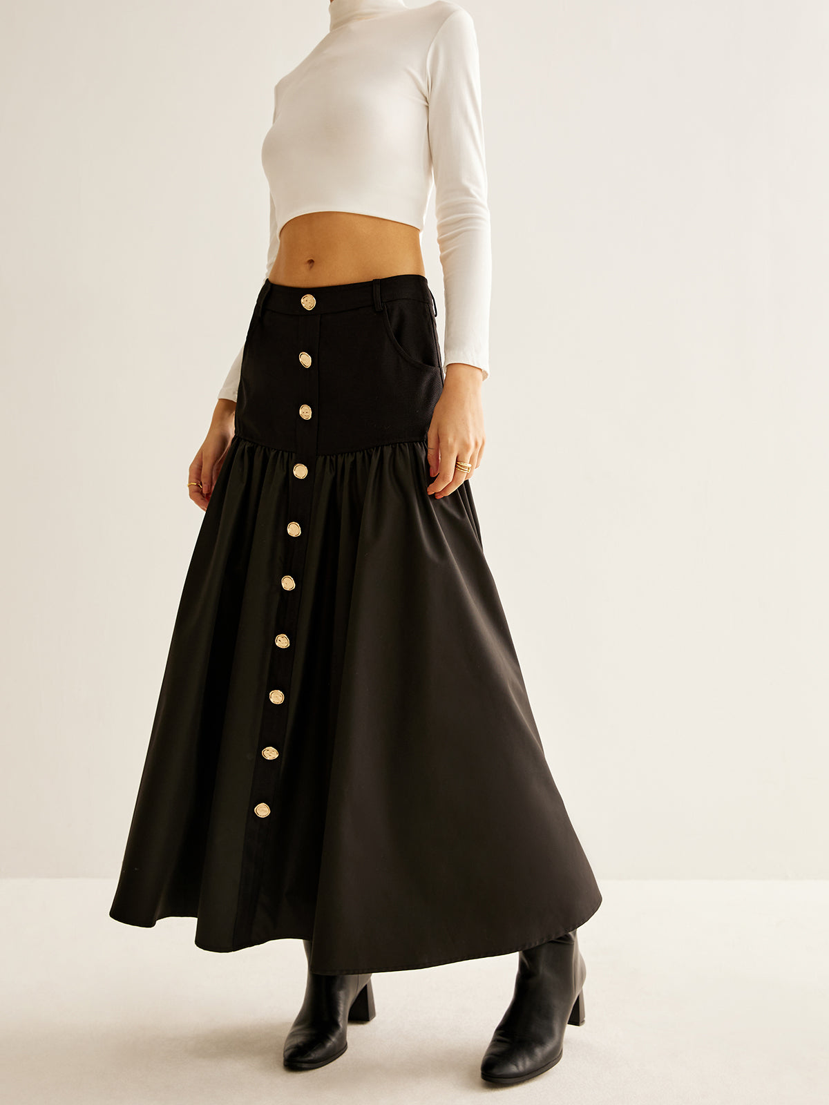 Panel Pockets Umbrella Skirt