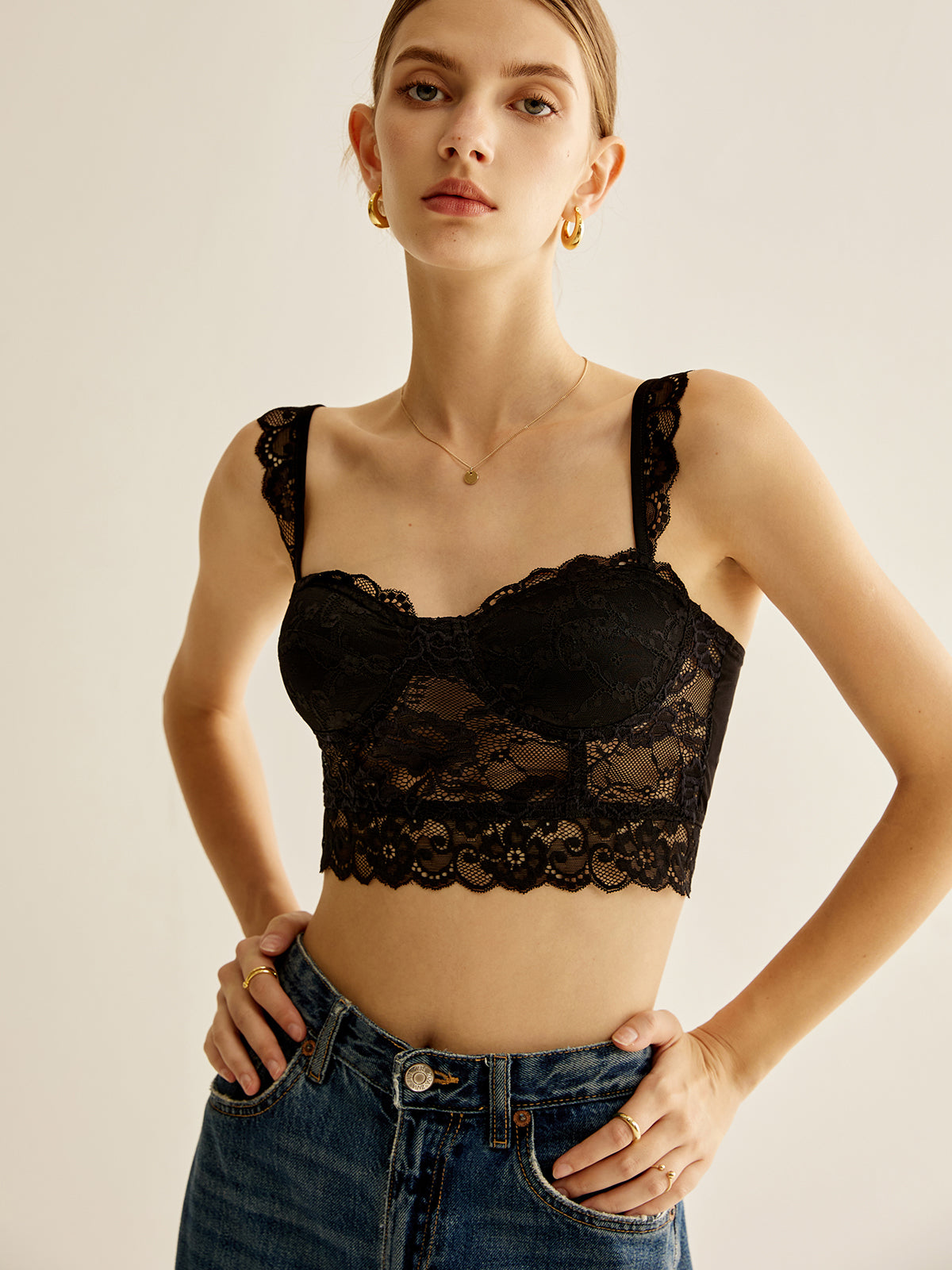 Lace Piping Corset Top