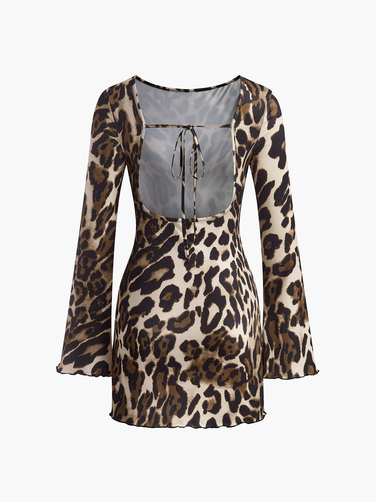 Leopard Printed Open Back Tie Dress