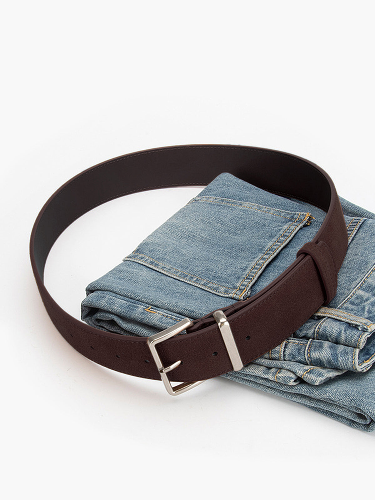 Suede Wide Buckle Belt