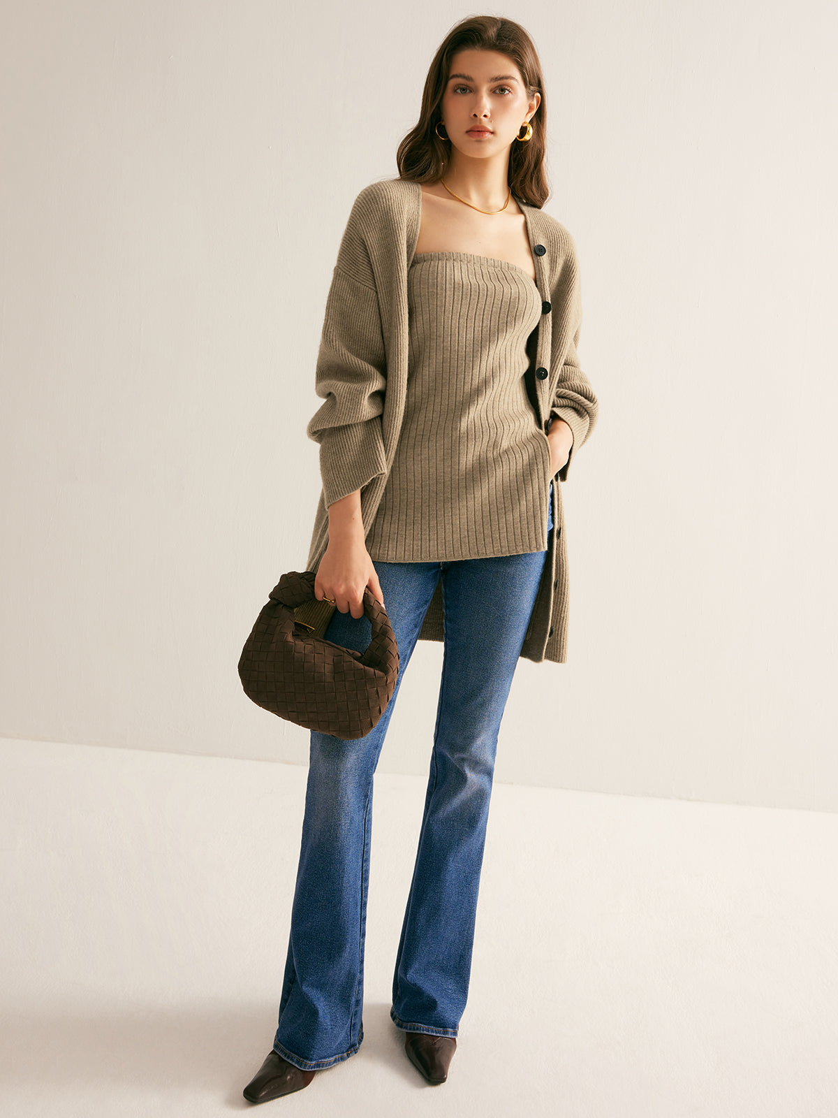 Ribbed Loose Knit Outerwear