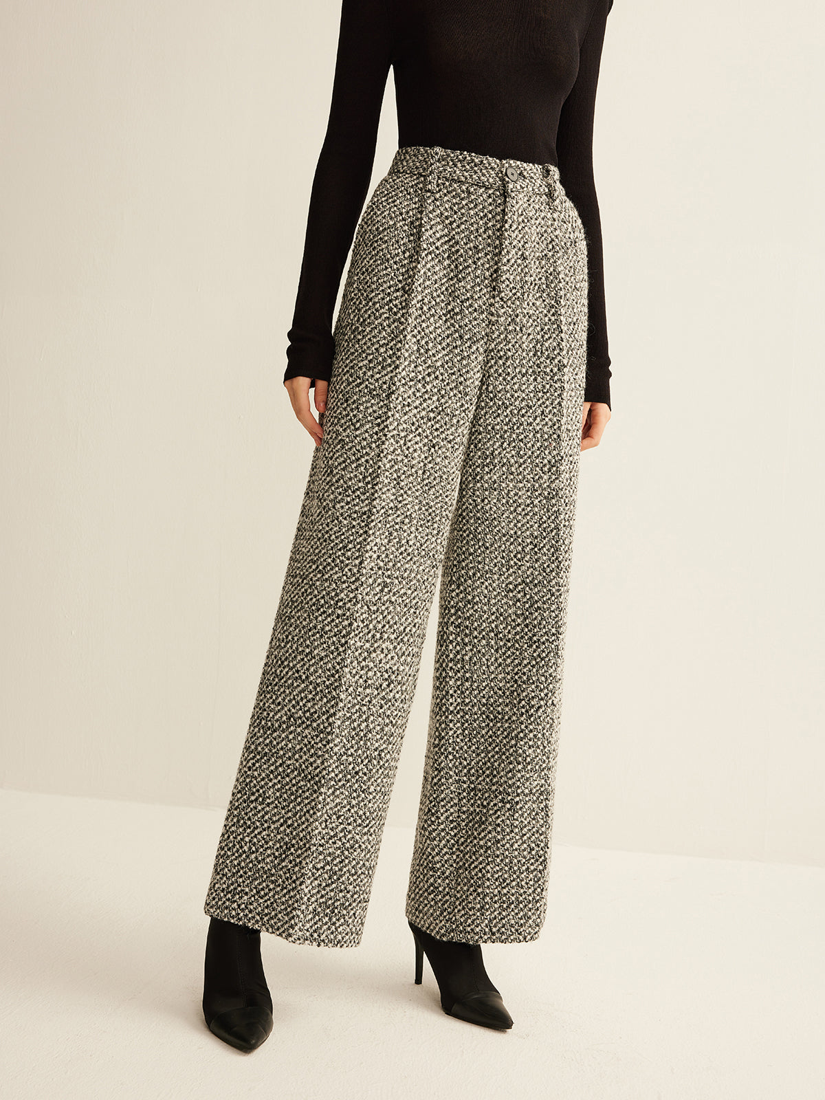 Wool-Blend Tweed Pants