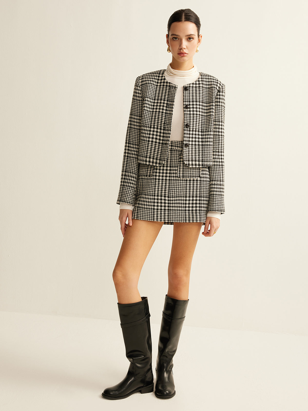 Wool-Blend Checked Blazer