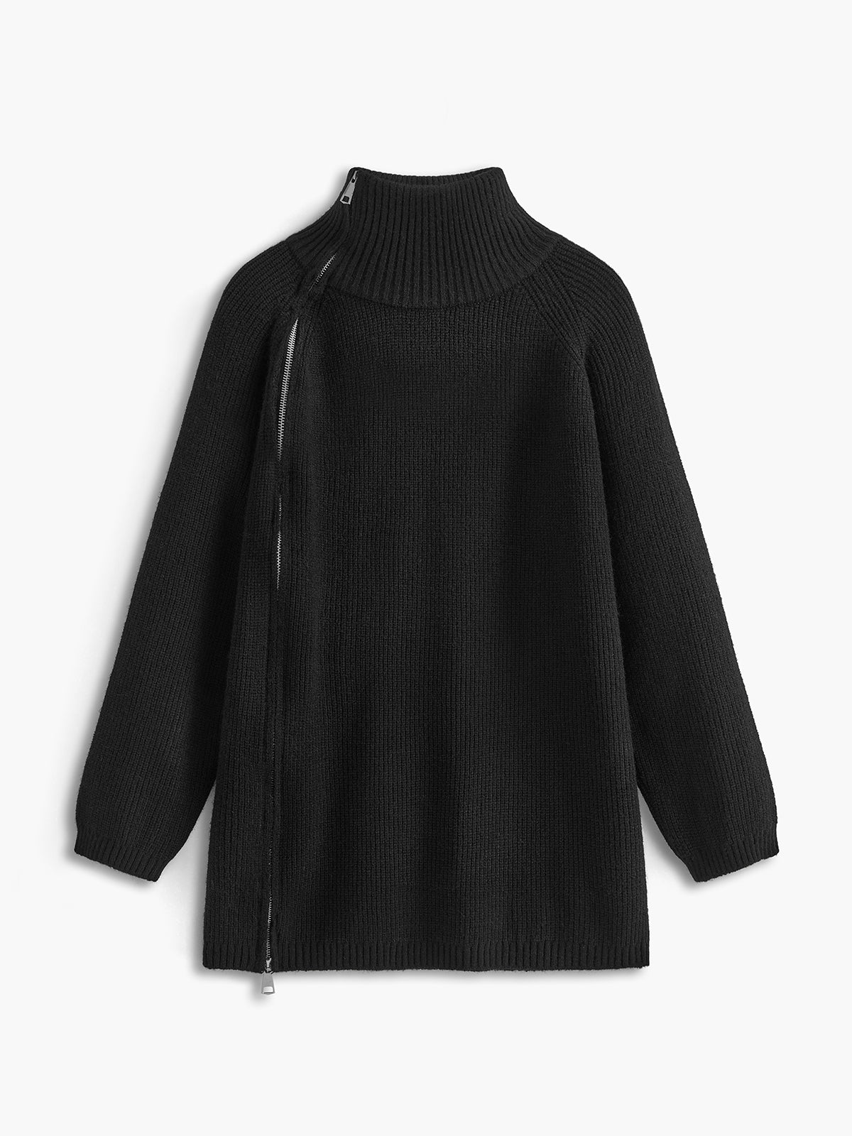 Turtleneck Side Zipper Knit Top