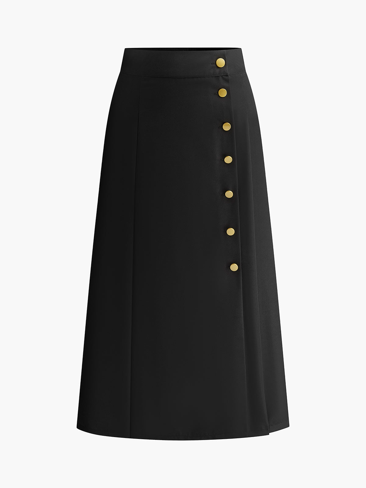 Metal Button Midi Skirt