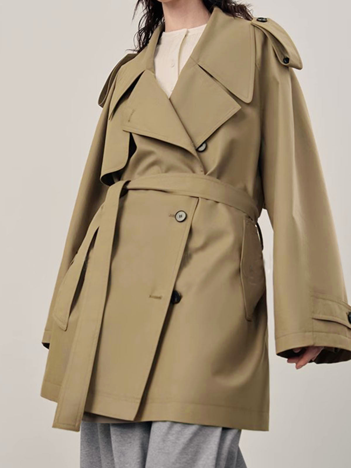 Lapel Loose Belted Trench Coat