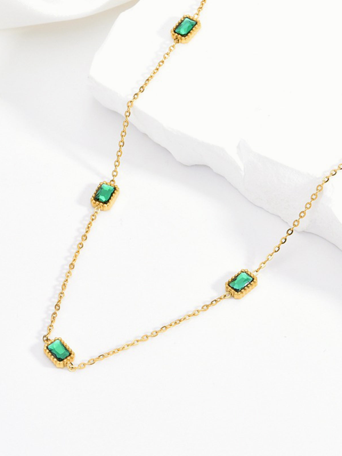 Square Green Zircon Necklace