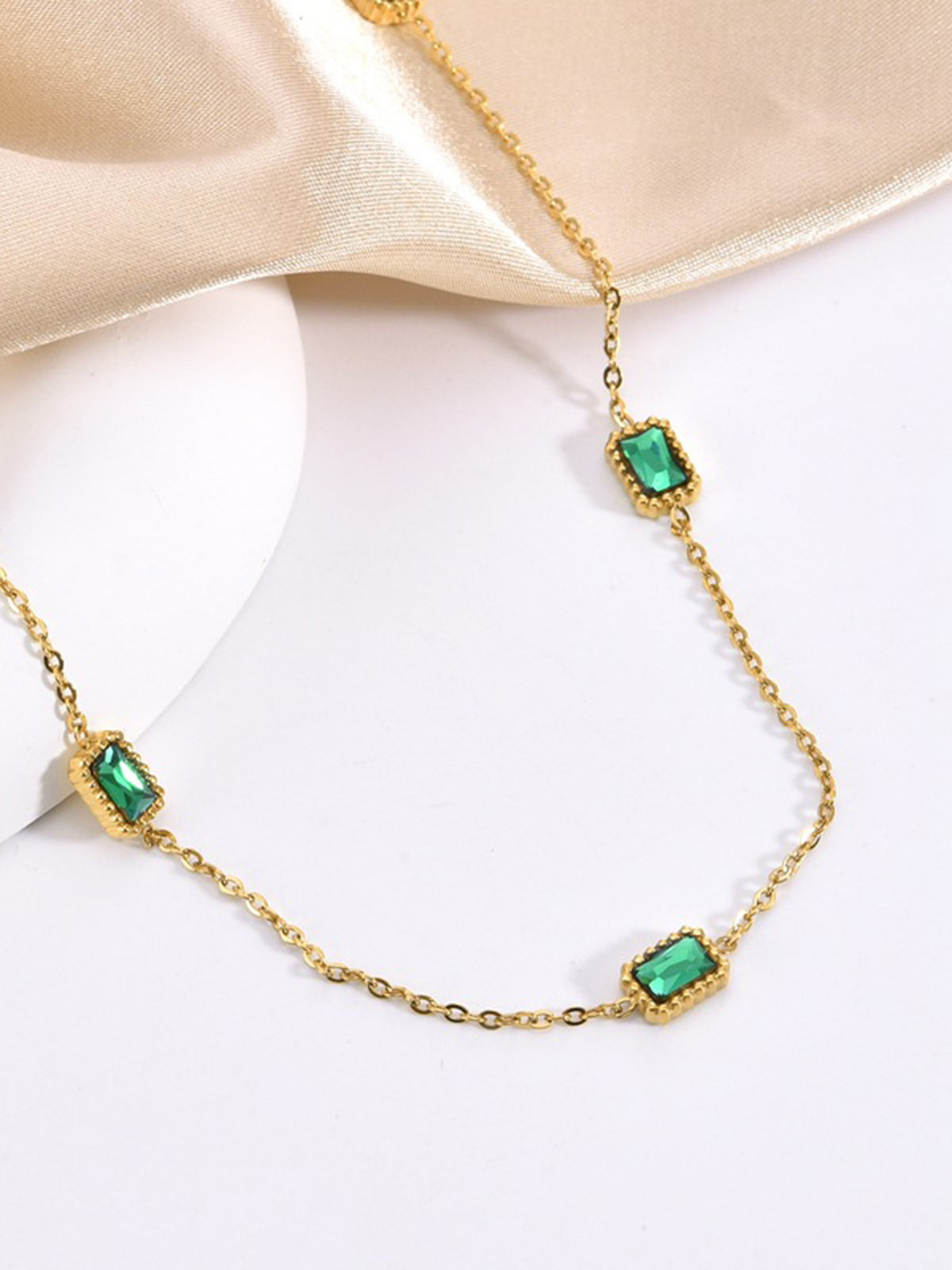 Square Green Zircon Necklace