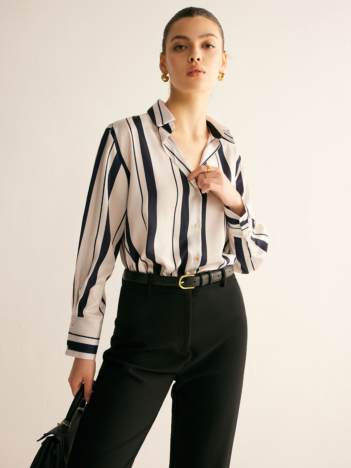 Pinstripe Lapel Thin Shirt