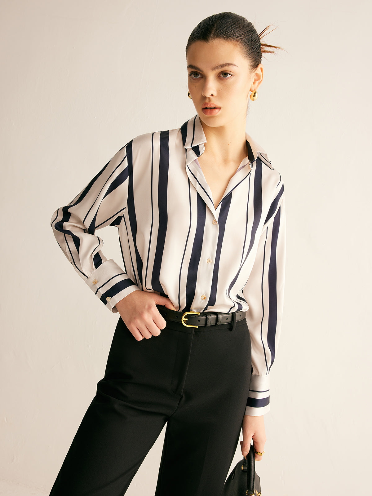 Pinstripe Lapel Thin Shirt