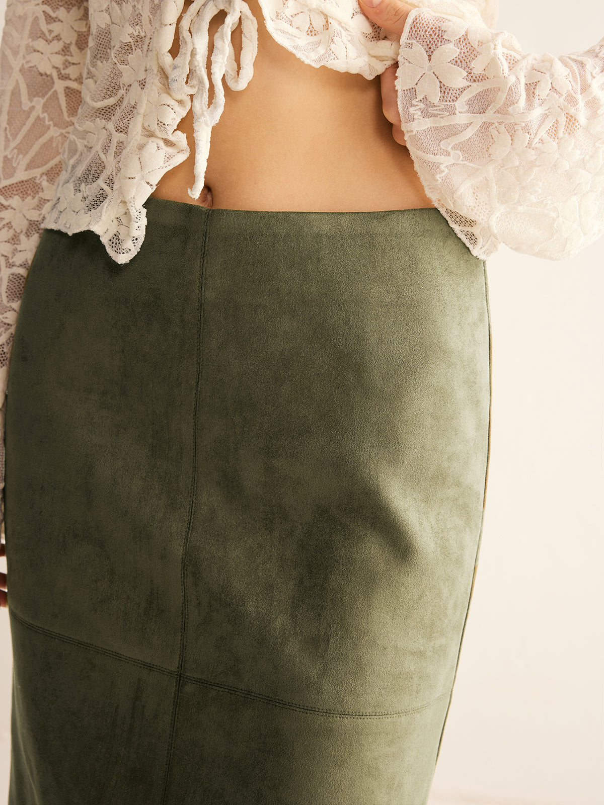 Suede A-Line Skirt Without Belt