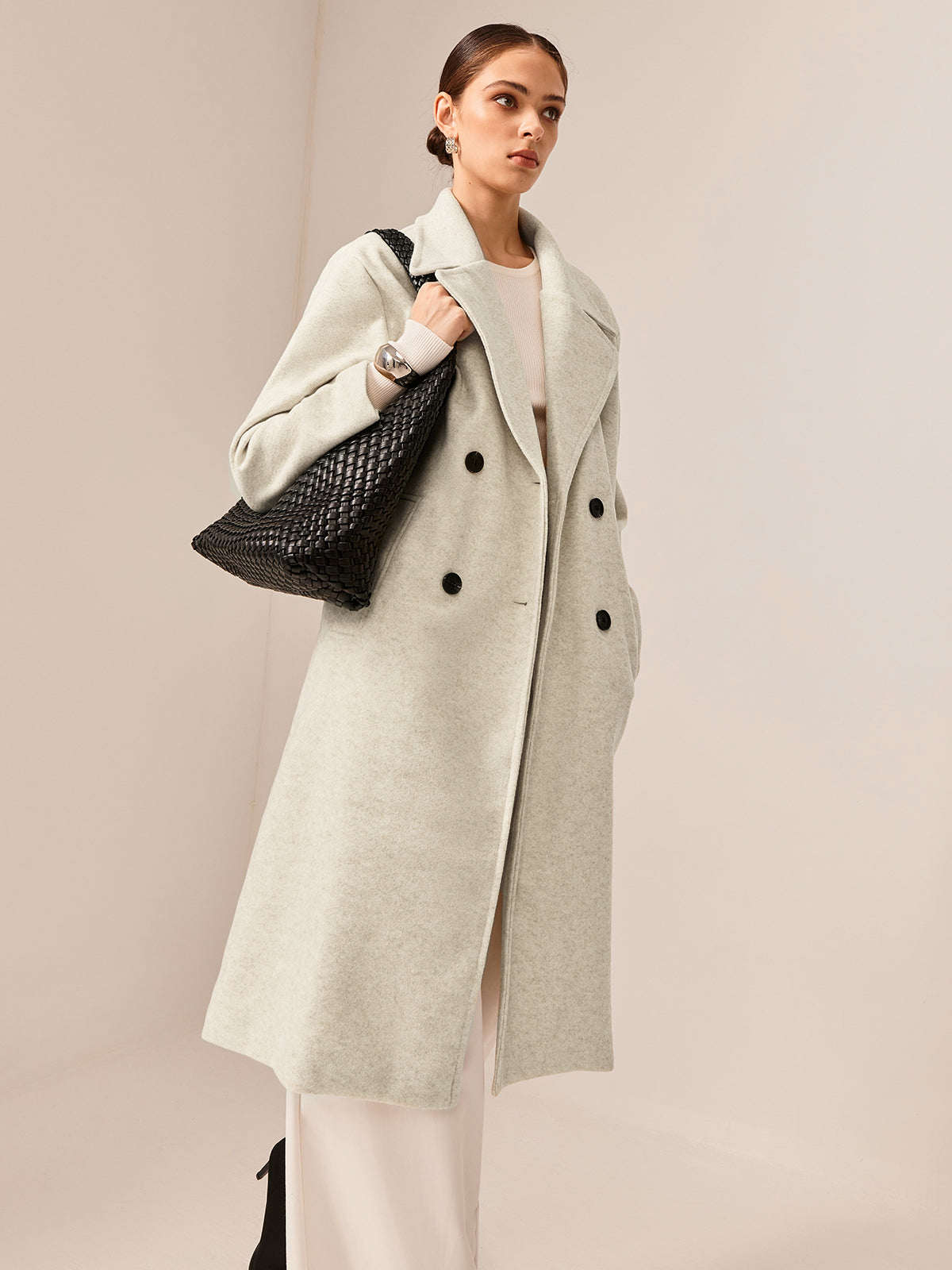 Elegant Tweed Long Coat