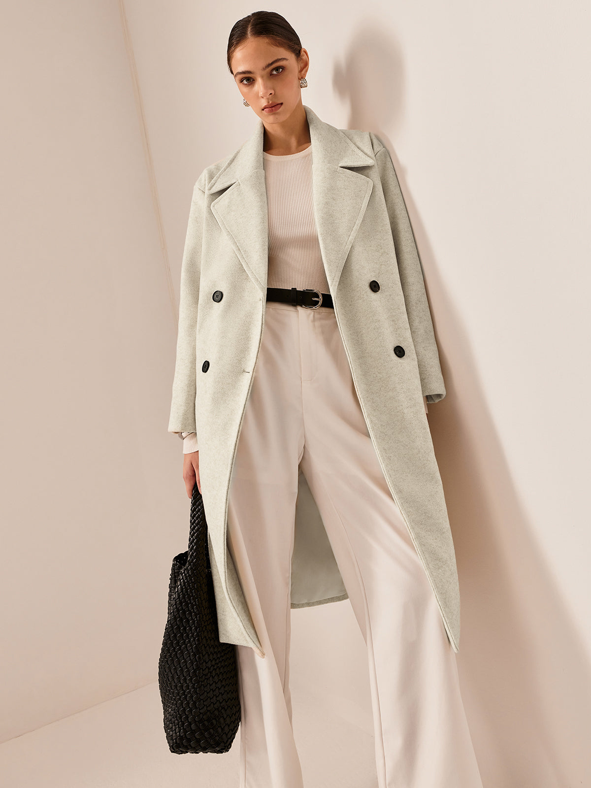 Elegant Tweed Long Coat