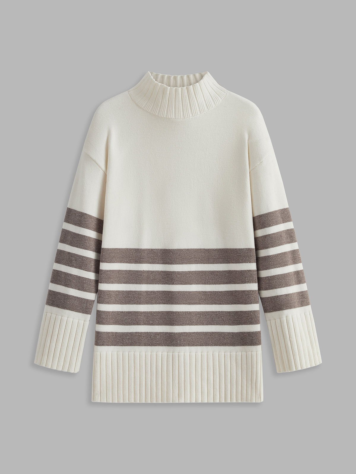 Miss Paris Mock Neck Stripe Sweater