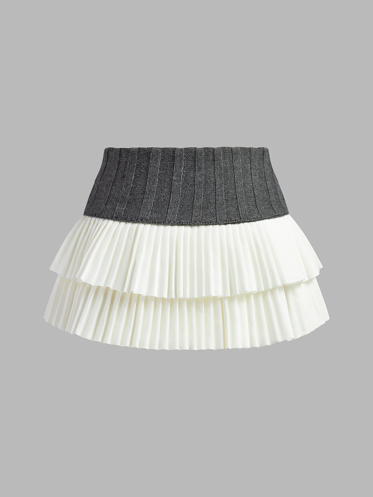 Two-Tone Pleated Mini Skirt