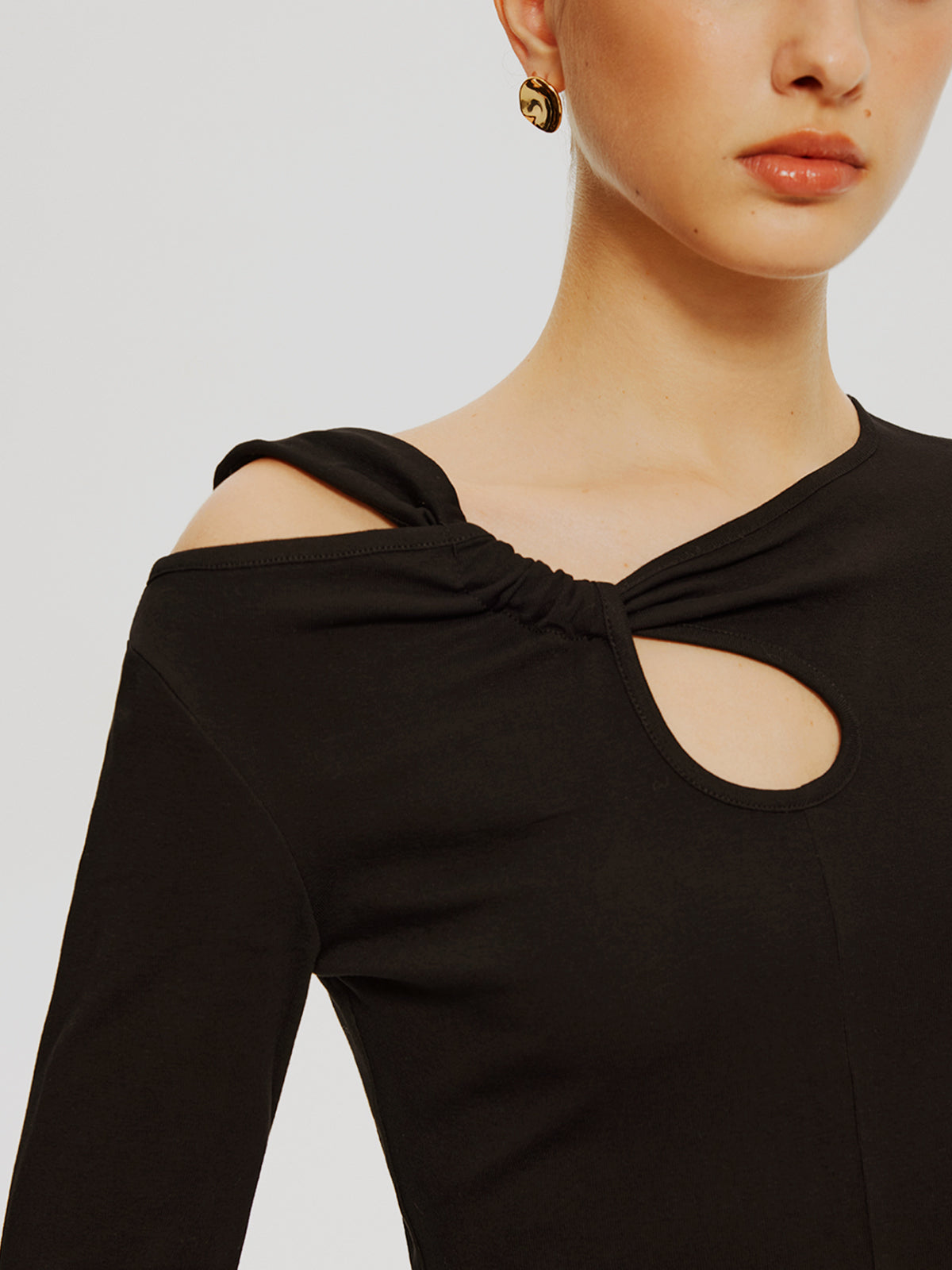 Asymmetrical Knotted Jersey Top