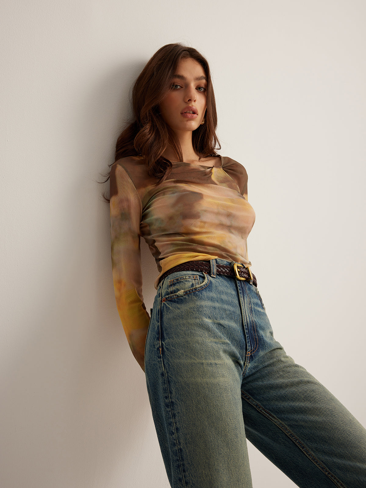 Tye Dye Printed Mesh Blouse