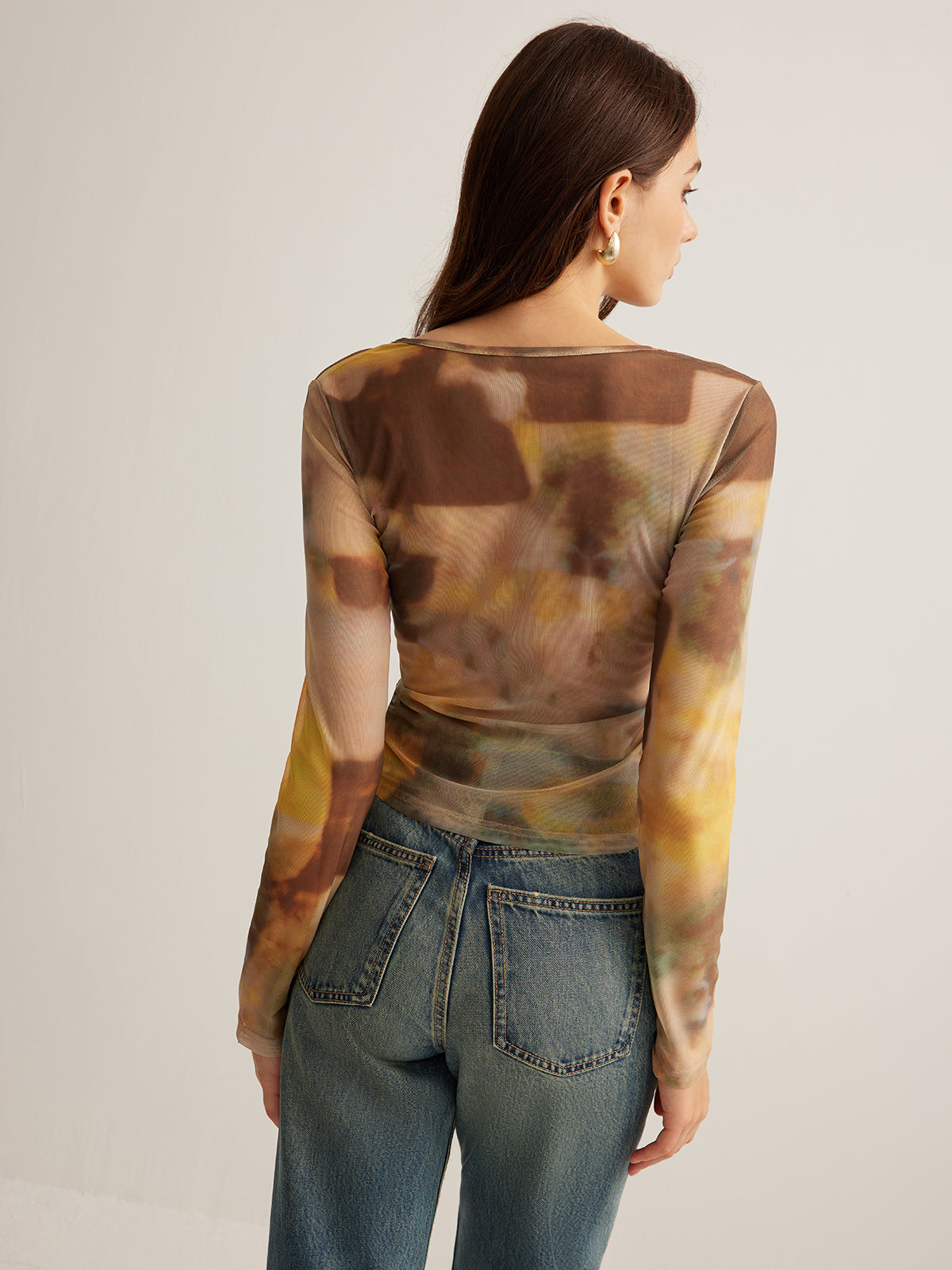 Tye Dye Printed Mesh Blouse