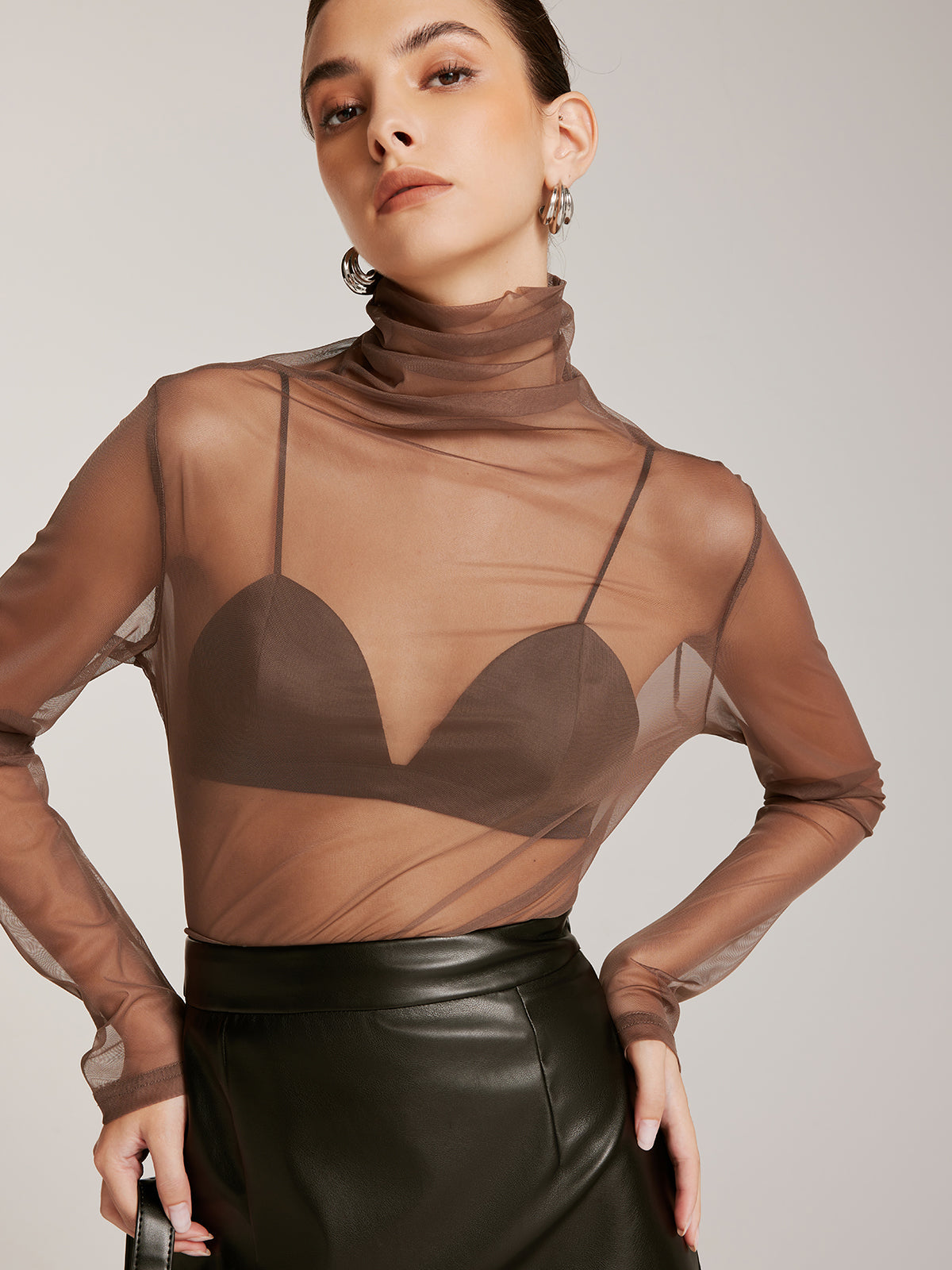 Sheer Stack Collar Bottoming Top