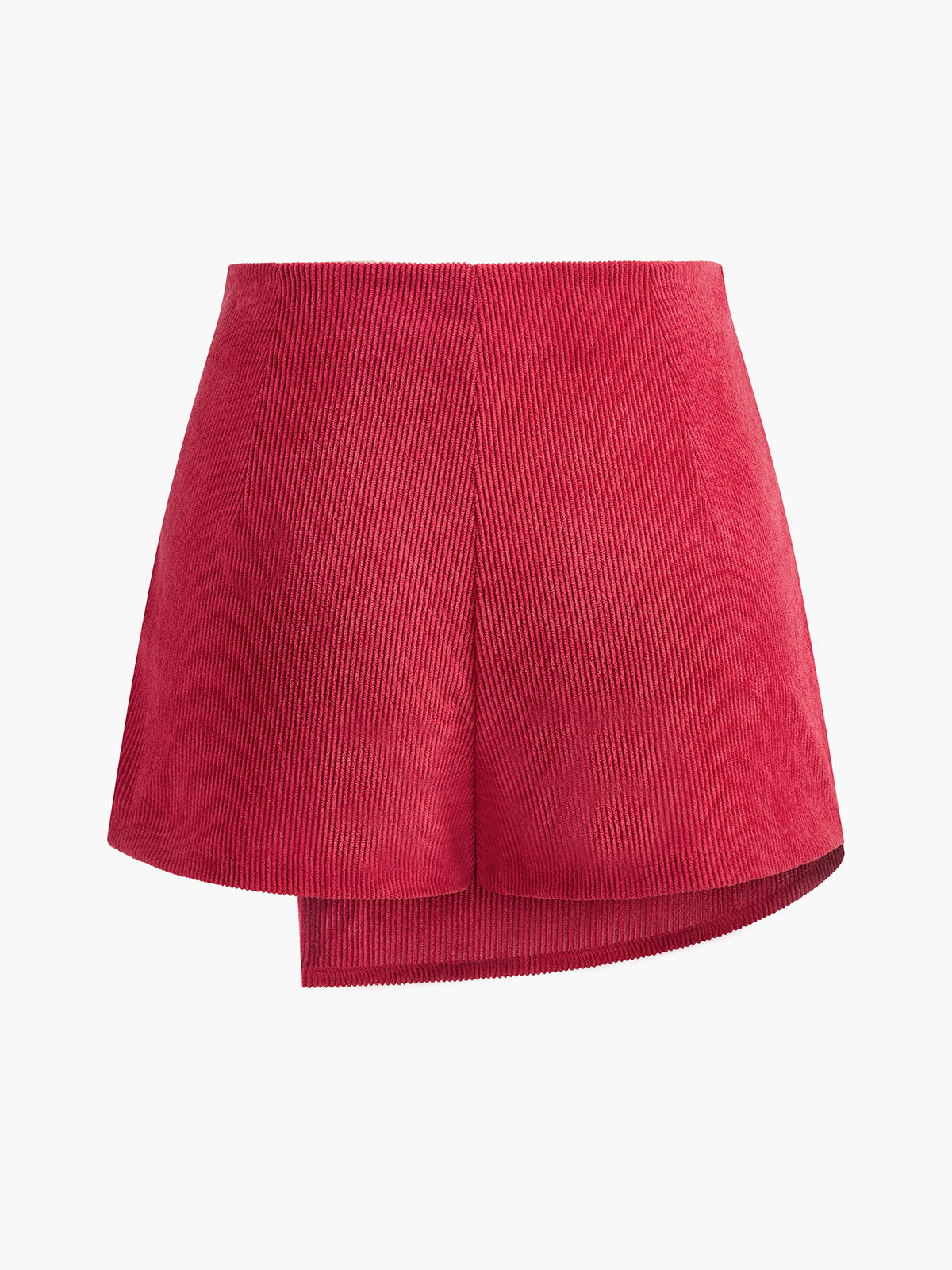 Button-Decor Corduroy Zipper Skirt