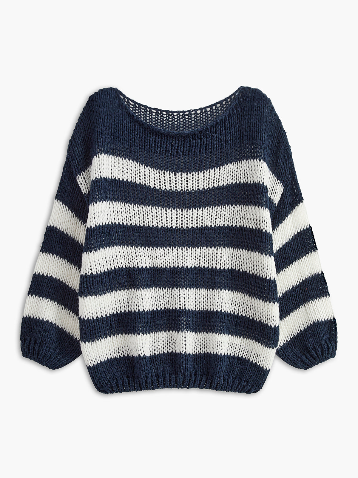 Crew Neck Striped Soft Sweater