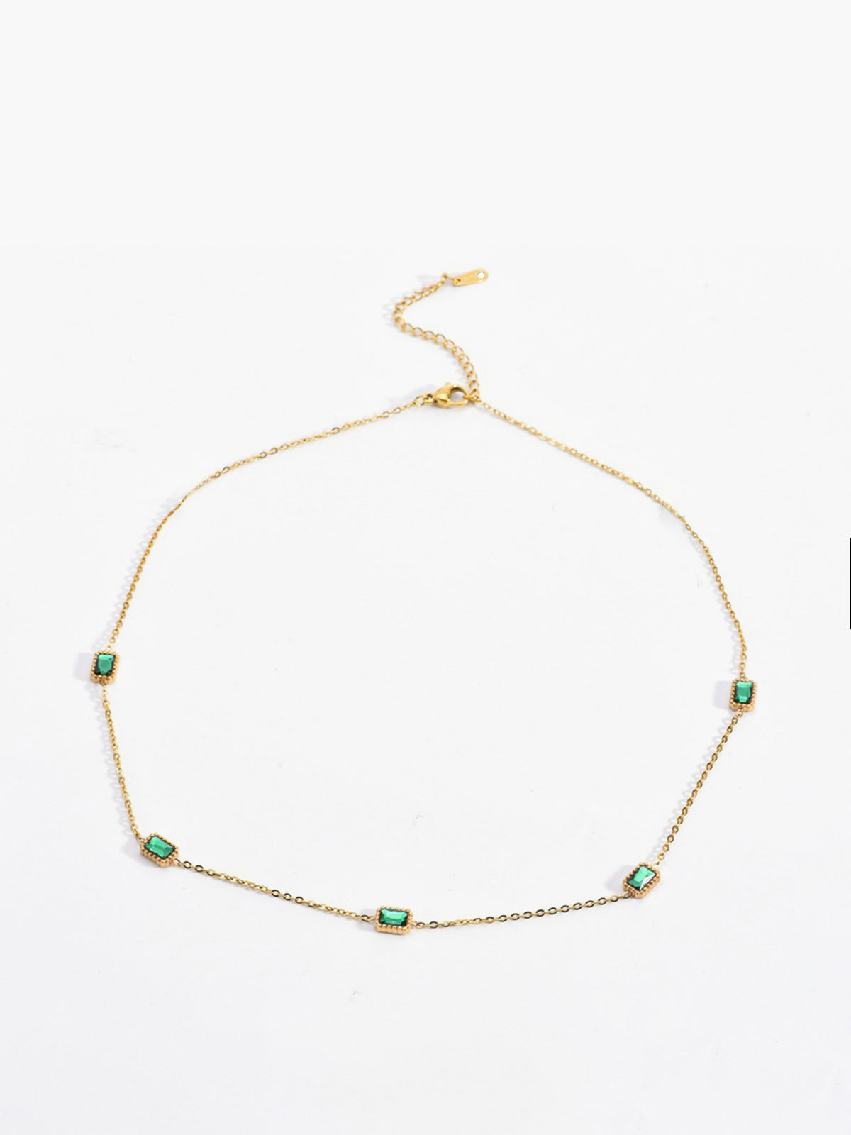 Square Green Zircon Necklace