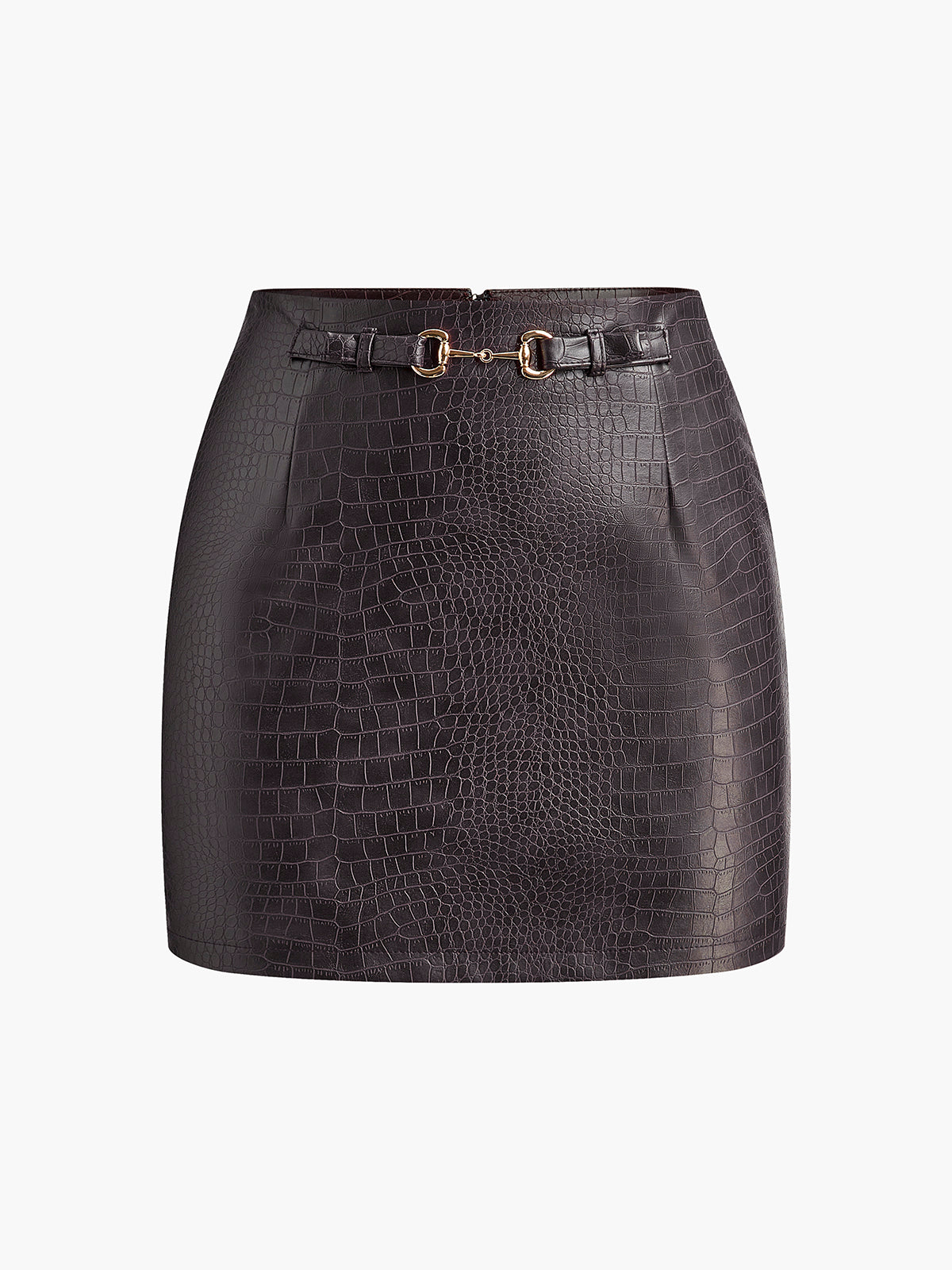 Crocodile Embossed Faux Leather Skirt