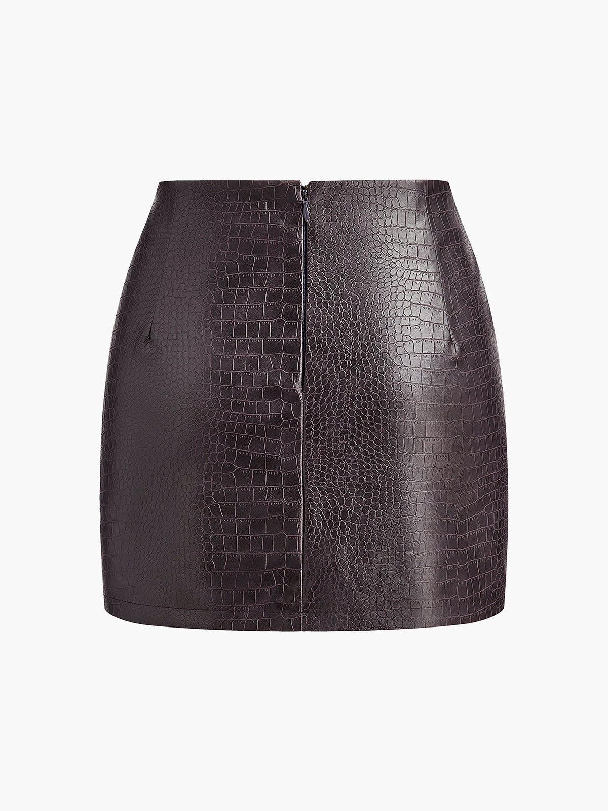 Crocodile Embossed Faux Leather Skirt