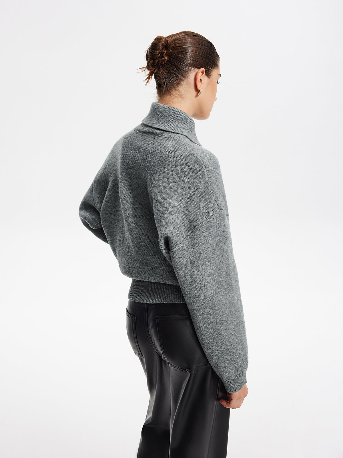 Minimalist Button Turtleneck Sweater