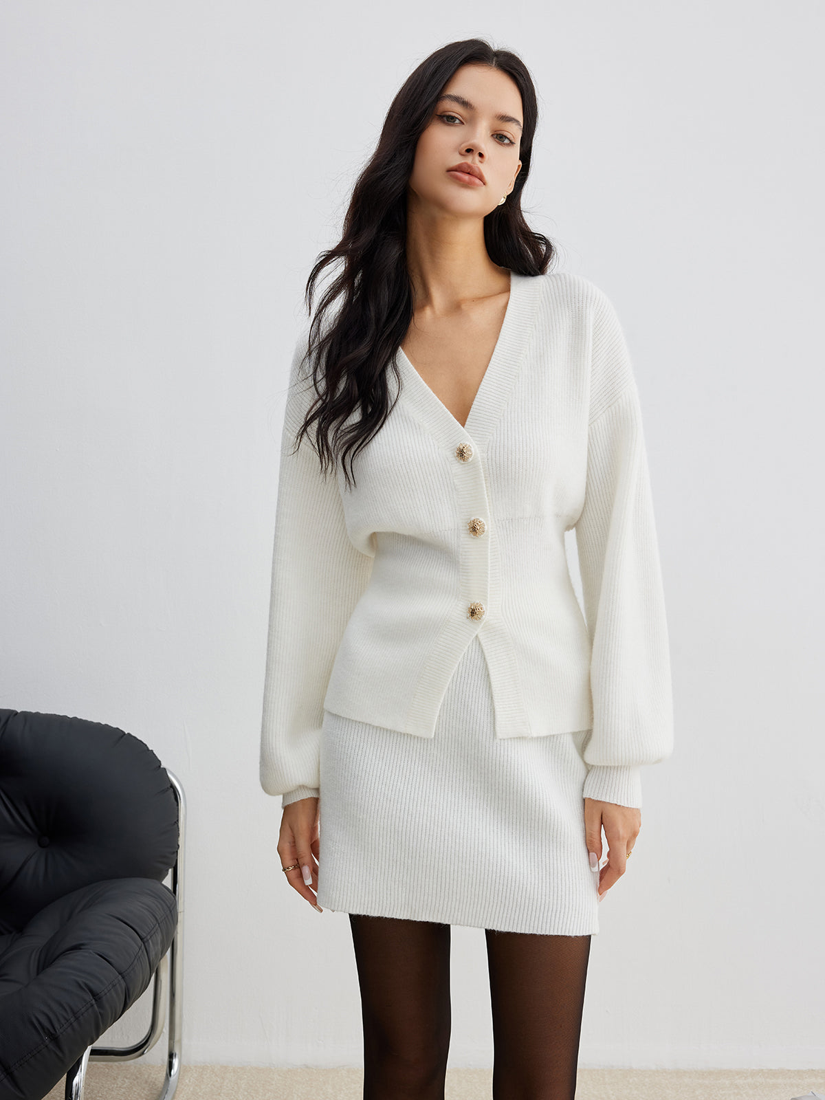 Elegant cardigan med knapp slits