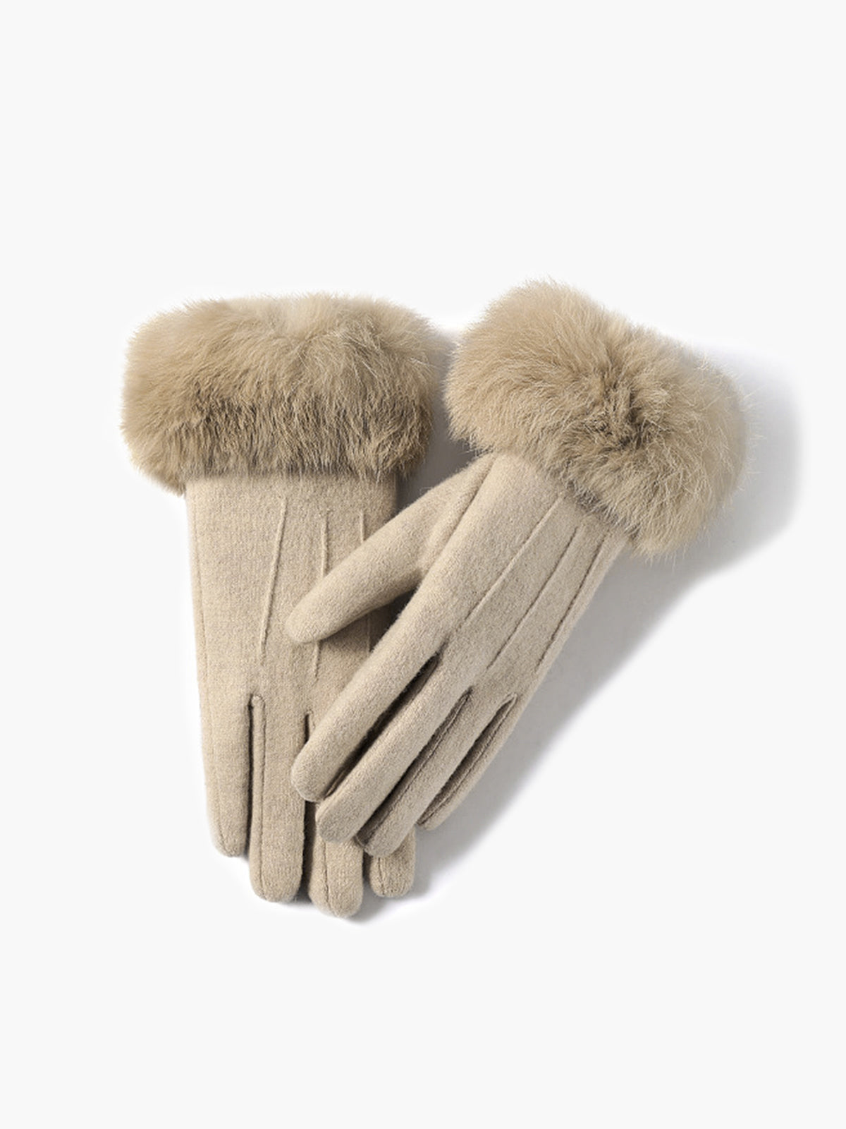 Rabbit Fur Wrist Cashmere Gloves