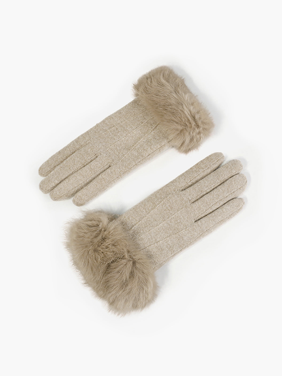 Rabbit Fur Wrist Cashmere Gloves