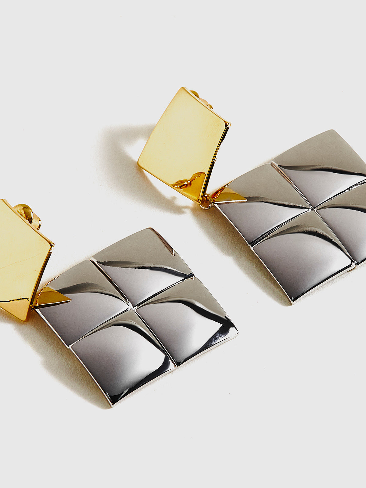 Contrast Color Square Pendant Earrings