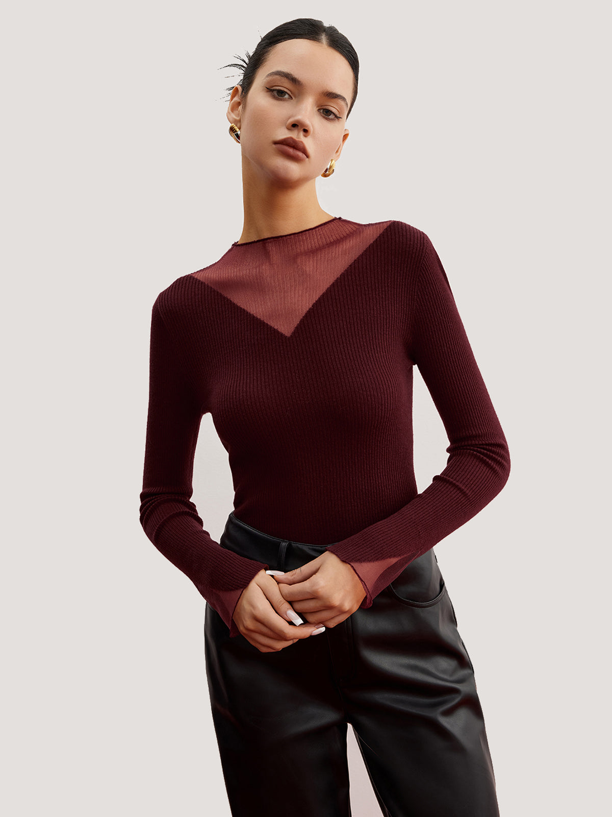 Minimalist Sheer Ribbed Stretch Sweater