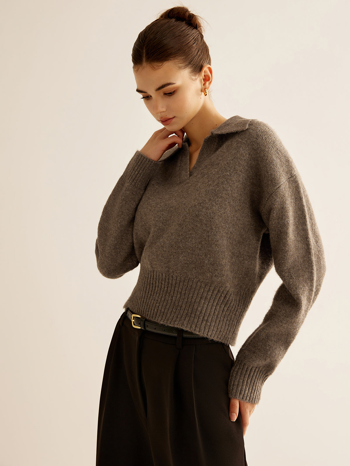 Wool-Blend Polo Sweater